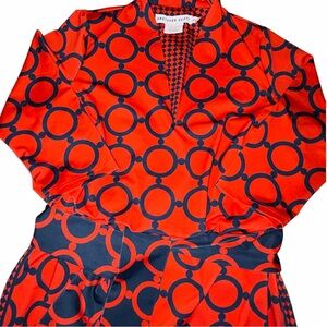 Gretchen Scott So Sexy Dip & Dot Geometric Print Pencil Midi Dress Womens Large